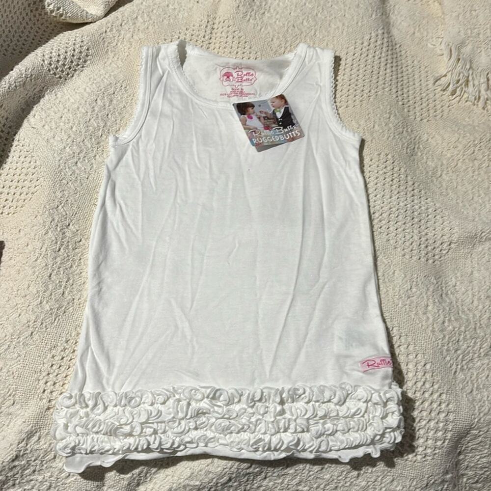 Ruffle butts 5 white sleeveless long ruffled hemline Layering perfection NWT
